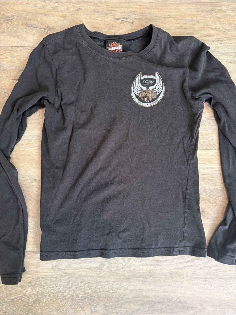 Harley-Davidson Black Long-Sleeve Tee with Winged Patch